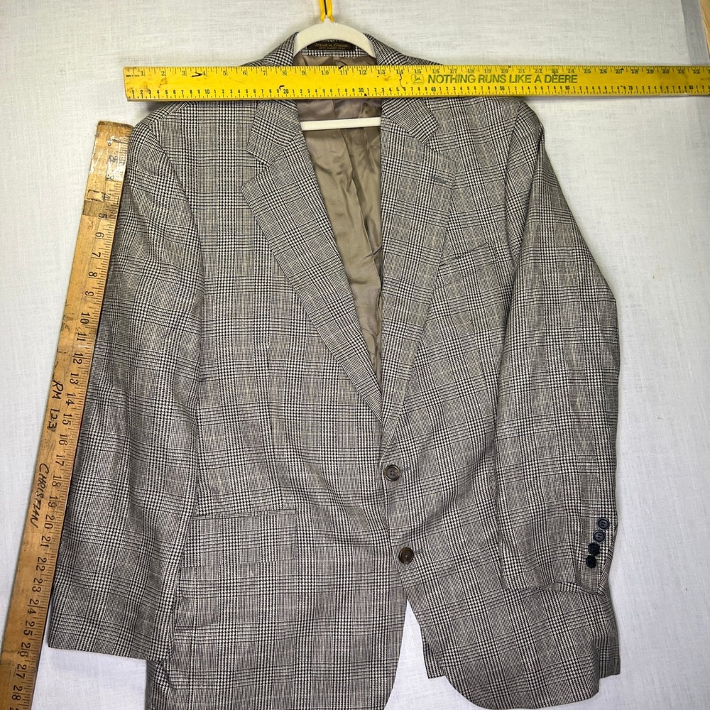 VTG Chaps Ralph Lauren Mens 46T Blazer Brown Plaid Silk Wool CANADA EUC XL 1990s - Picture 4 of 10